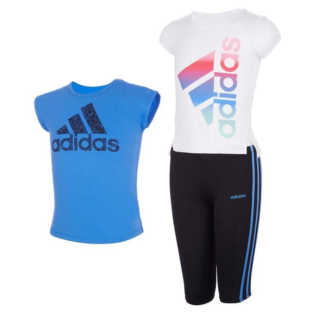 Adidas Toddlers 3pc Activewear,  Blue/White/Black, Size 6